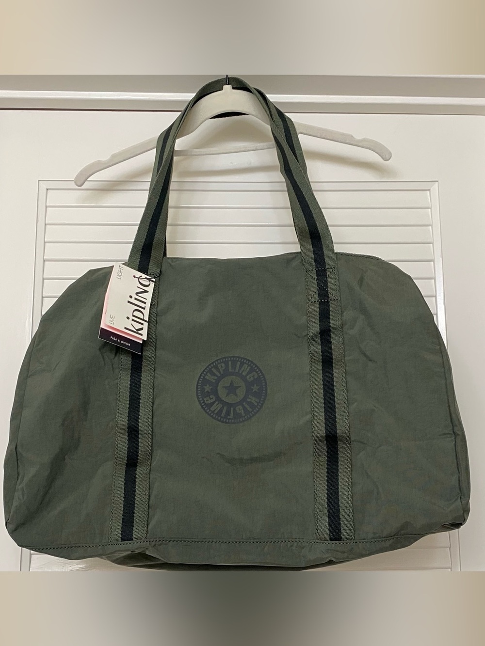 Kipling Honest Ona Lightweight Foldable Tote Bag Field Green NWT